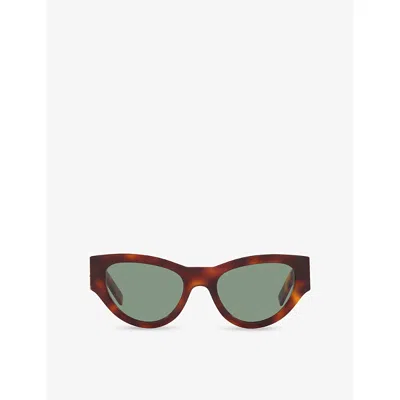 SAINT LAURENT WOMENS BROWN SL M94 CAT EYE-FRAME ACETATE SUNGLASSES