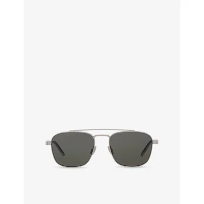 Saint Laurent Womens Silver Sl 665 Aviator Metal Sunglasses