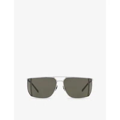 Saint Laurent Womens Silver Sl 750 Rectangular-frame Metal Sunglasses
