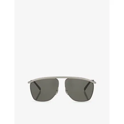Saint Laurent Womens Silver Sl 820 Victoire Metal Sunglasses In Green
