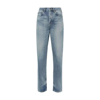 Saint Laurent Womens Slim Fit Denim Jeans In Blue