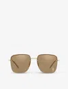 Saint Laurent Womens Ys000297 Sl 312 M Rectangular-frame Metal Sunglasses Gold In Gold