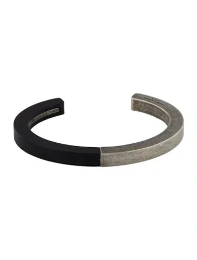 Pre-owned Saint Laurent Wood Cuff Bracelet, 6.5" In Black
