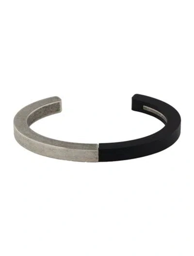 Pre-owned Saint Laurent Wood Cuff Bracelet, 6.75" In Black
