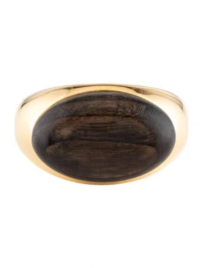 Pre-owned Saint Laurent Wood Hinge Bangle Bracelet, 6.5" In Multi