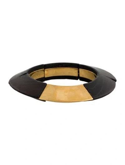 Pre-owned Saint Laurent Wood Spinning Top Elasticated Bangle Bracelet, 7" In Multi