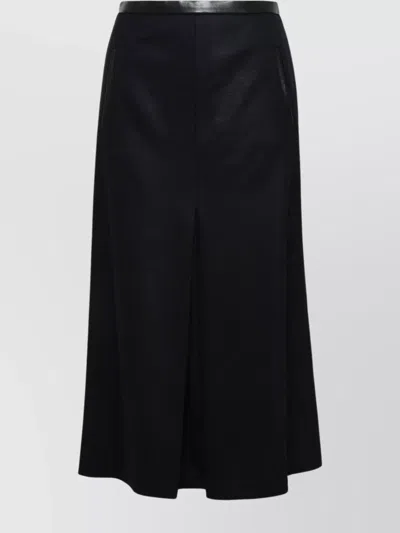 Saint Laurent Wool A-line Skirt Front Slit In Black
