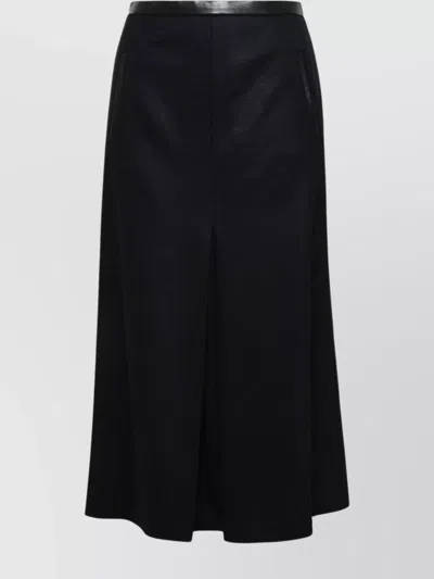 SAINT LAURENT WOOL A-LINE SKIRT FRONT SLIT