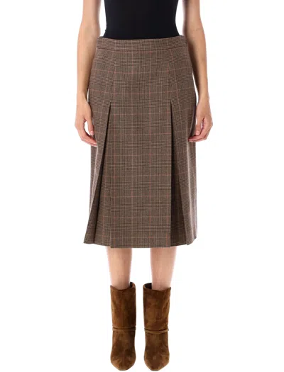 Saint Laurent Wool And Cashmere Midi Skirt Size 36 In Brown