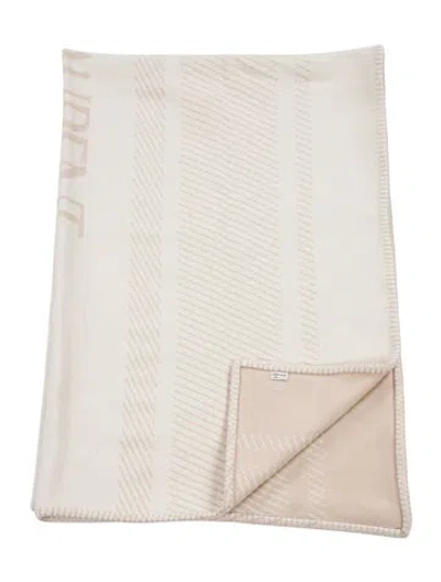 Pre-owned Saint Laurent Wool & Cashmere Patterned Throw Blanket In Neutral
