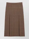 Saint Laurent Wool And Cashmere Prince Of Wales Midi Skirt Clothing In Brown