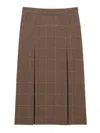 Saint Laurent Wool And Cashmere Prince Of Wales Midi Skirt Clothing In Brown