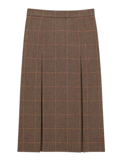 SAINT LAURENT SAINT LAURENT WOOL AND CASHMERE PRINCE OF WALES MIDI SKIRT CLOTHING