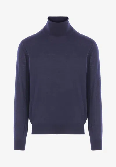 Saint Laurent Wool And Cashmere Turtleneck Sweater In Purple