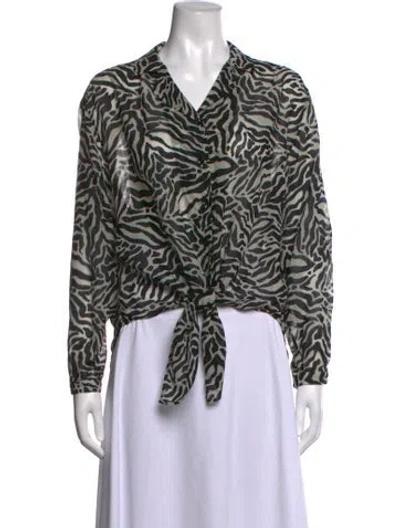 Pre-owned Saint Laurent Wool Animal Print Blouse In Black