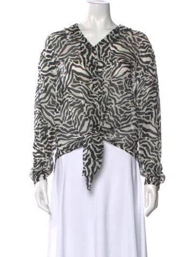 Pre-owned Saint Laurent Wool Animal Print Blouse In Multi