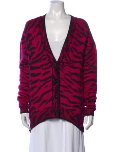 Pre-owned Saint Laurent Wool Animal Print Sweater In Pink