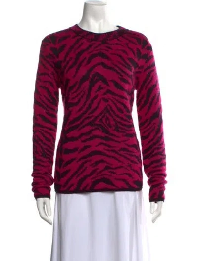 Pre-owned Saint Laurent Wool Animal Print Sweater In Pink