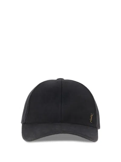 Saint Laurent Wool Baseball Cap In Black