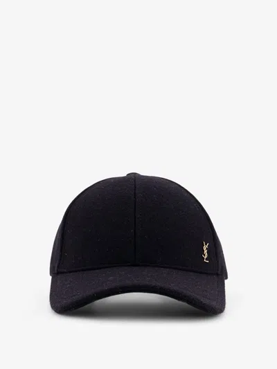 Saint Laurent Wool Baseball Hat In Black