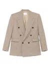 Saint Laurent Taupe Beige Double-breasted Wool Jacket In Neutral