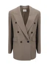 Saint Laurent Wool Blazer In Brown