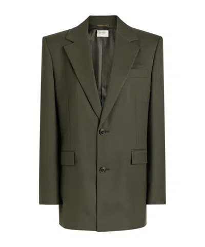 Saint Laurent Wool Blazer In Green