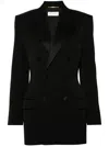 Saint Laurent Black Double-breasted Jacket With Peak Revers In Wool Woman In Black