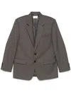 Saint Laurent Wool Blazer Jacket In Brown