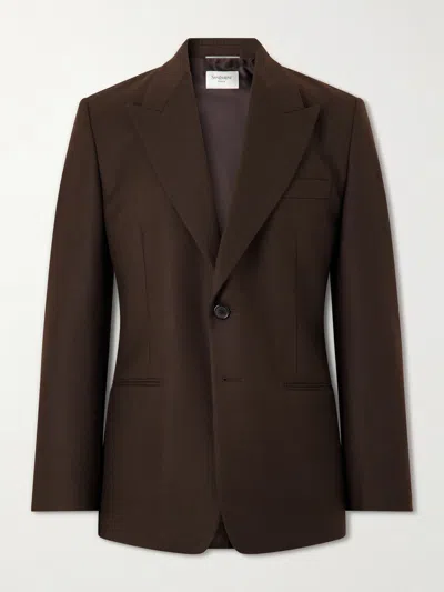 Saint Laurent Wool Blazer In Brown