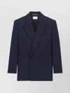 Saint Laurent Wool Blazer Double-breasted Chest Pocket In Blue