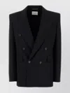 Saint Laurent Black Double-breasted Jacket With Peak Revers And Double Vent On The Rear In Wool Woman