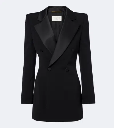 Saint Laurent Wool Blazer Dress In Black