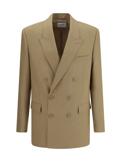 Saint Laurent Men Wool Blazer Jacket In Brown