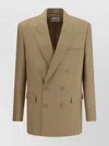 Saint Laurent Wool Blazer Jacket Button Detailing In Brown