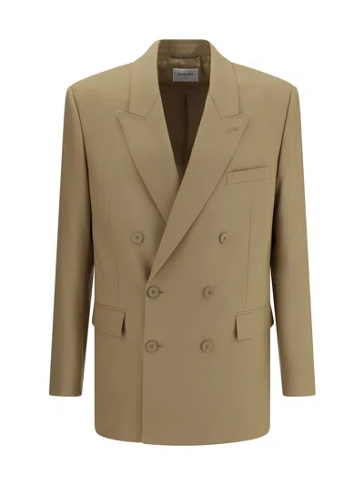 Saint Laurent Men Wool Blazer Jacket In Brown