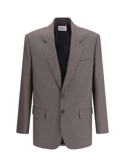 Saint Laurent Grey Wool Blazer In Gray