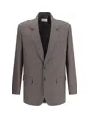 Saint Laurent Brown Single-breasted Jacket In Wool Men In Noix
