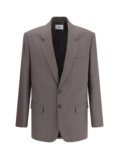 Saint Laurent Grey Wool Blazer In Gray