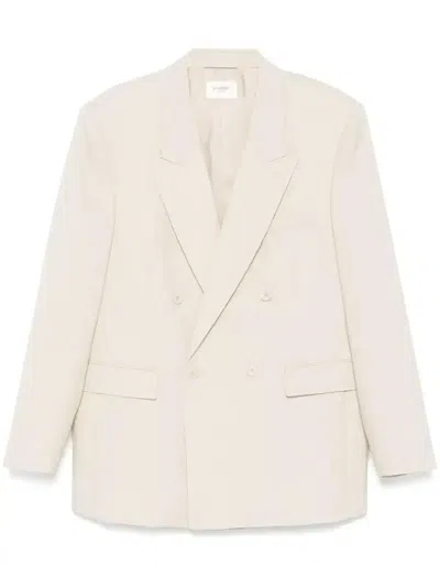 Saint Laurent Wool Blazer In Neutrals