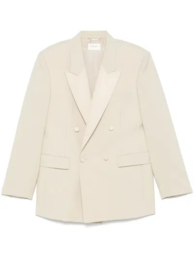 Saint Laurent Wool Blazer In Beige