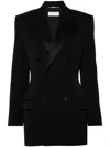 Saint Laurent Double-breasted Long-sleeved Blazer In Schwarz