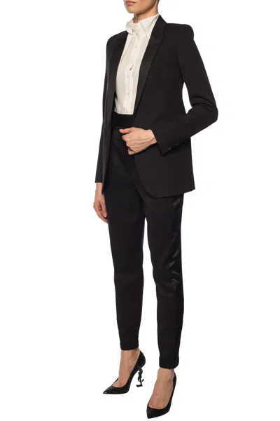 Saint Laurent Wool Blazer With Peak Lapels In Black