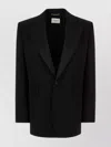 Saint Laurent Wool Blazer With Structured Shoulders And Flap Pockets In Black