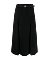 Saint Laurent Wool-blend A-line Midi Skirt In Black