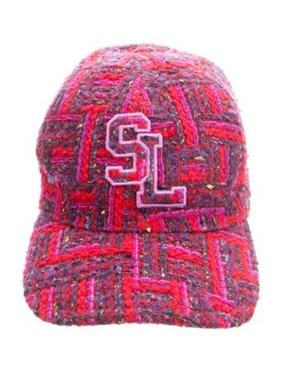 Pre-owned Saint Laurent Wool Blend Baseball Cap In Red