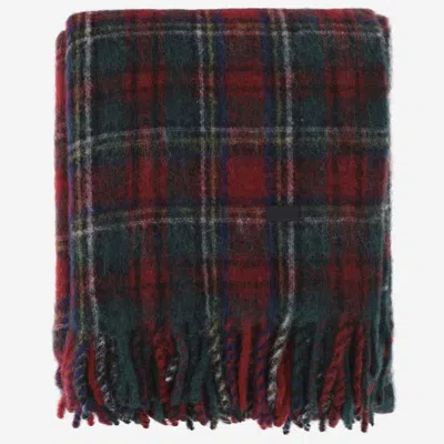 Saint Laurent Wool Blend Check Scarf In Red