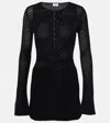 Saint Laurent Wool-blend Crochet Minidress In Black
