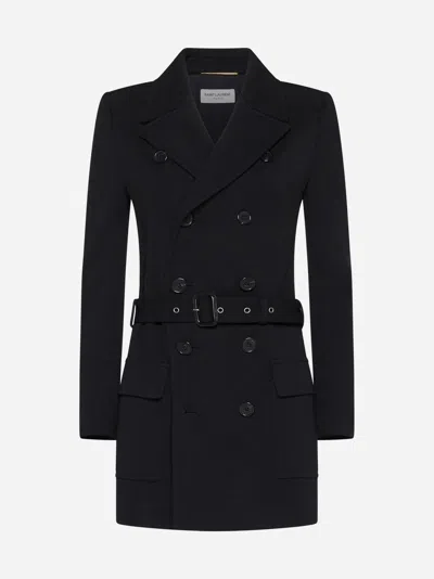 SAINT LAURENT WOOL-BLEND DOUBLE-BREASTED JACKET