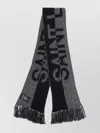 Saint Laurent Wool Blend Logo Scarf With Fringe Trim